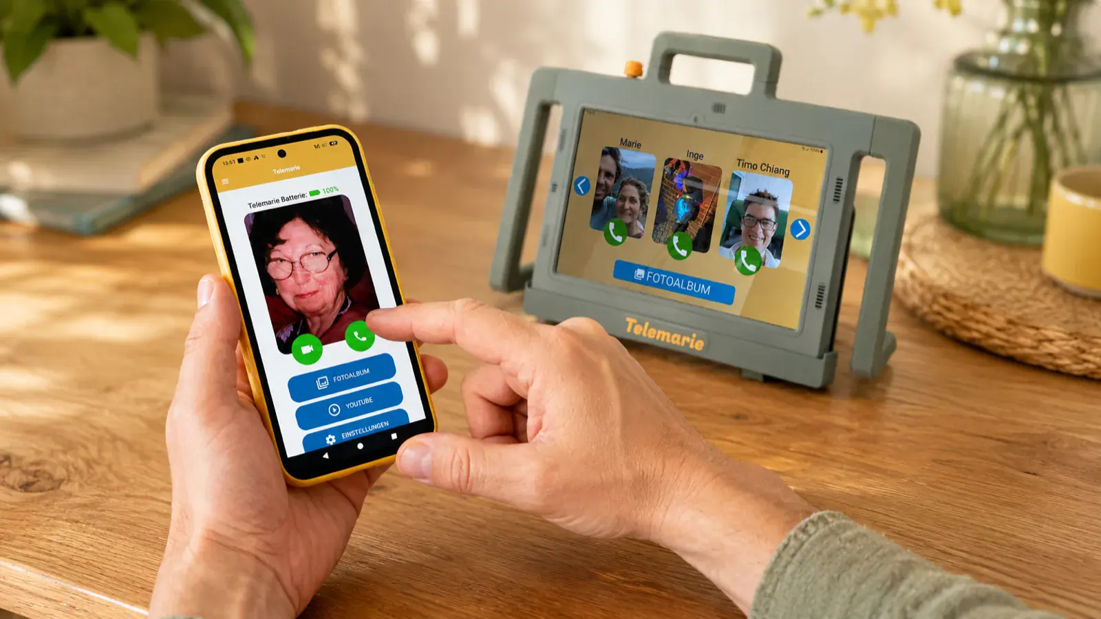Familien-App neben Telemarie für Einstellungen aus der Ferne