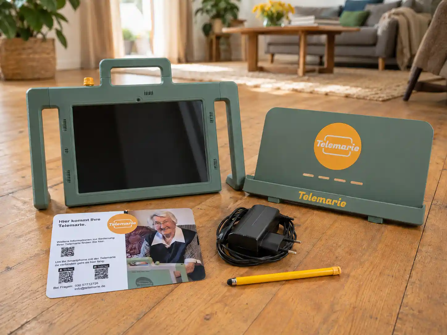 Telemarie Tablet mit Dock, Netzteil, Eingabestift und Zubehör