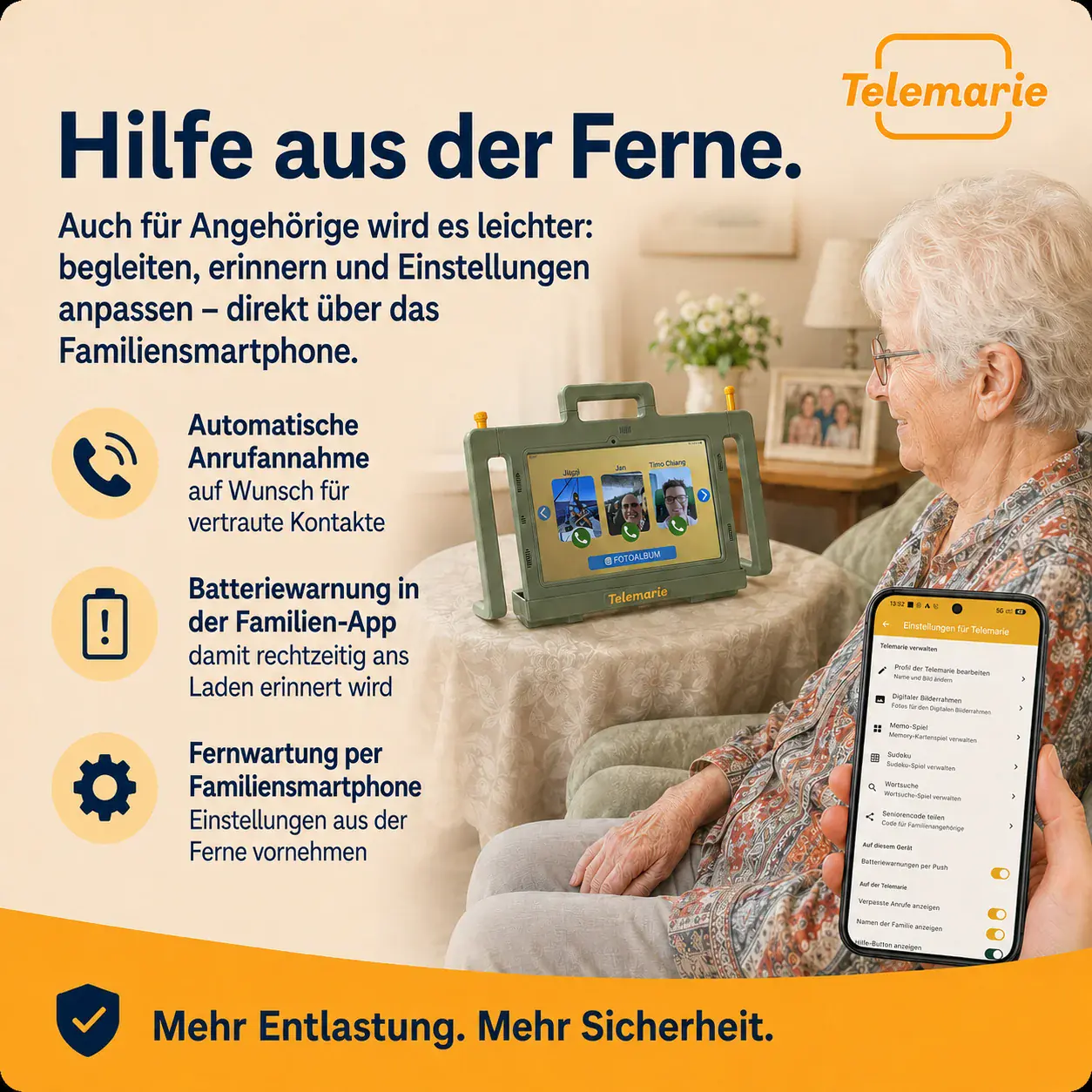 Slidekarte zu Hilfe aus der Ferne und Familienunterstützung.